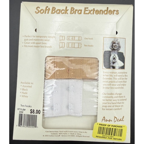 Fashion Forms 2 Hook Soft BackBra Extenders 6 Pce Set - Black White Nude - NOS - Picture 2 of 2